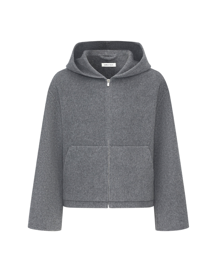 Hooded Wool Jacket Grey