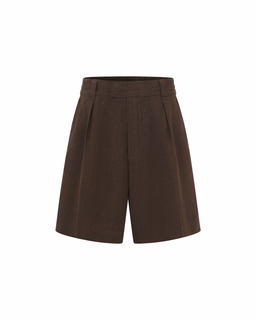 Bermuda Linen Shorts Brown