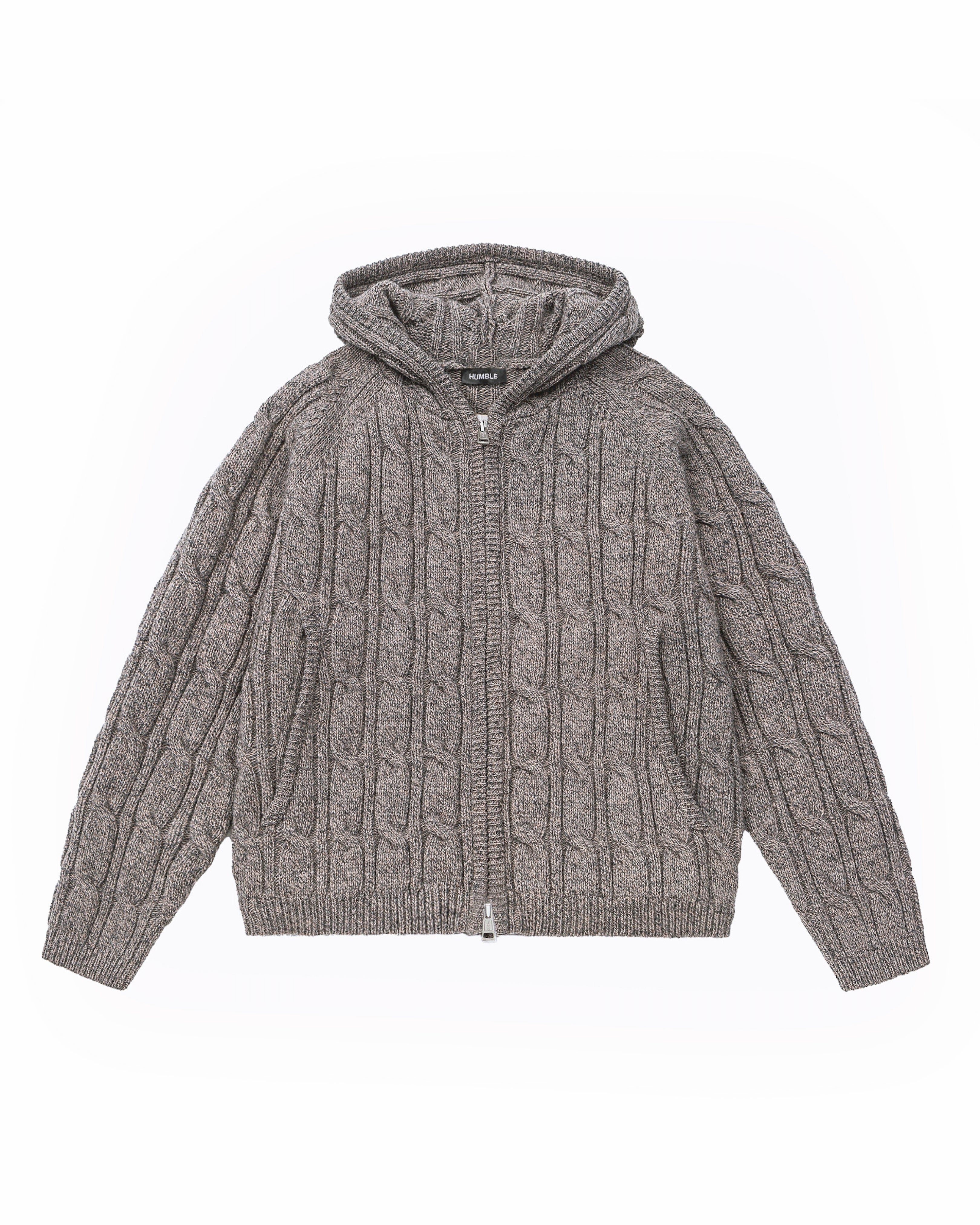 Cable-Knit Zip-Up Hoodie