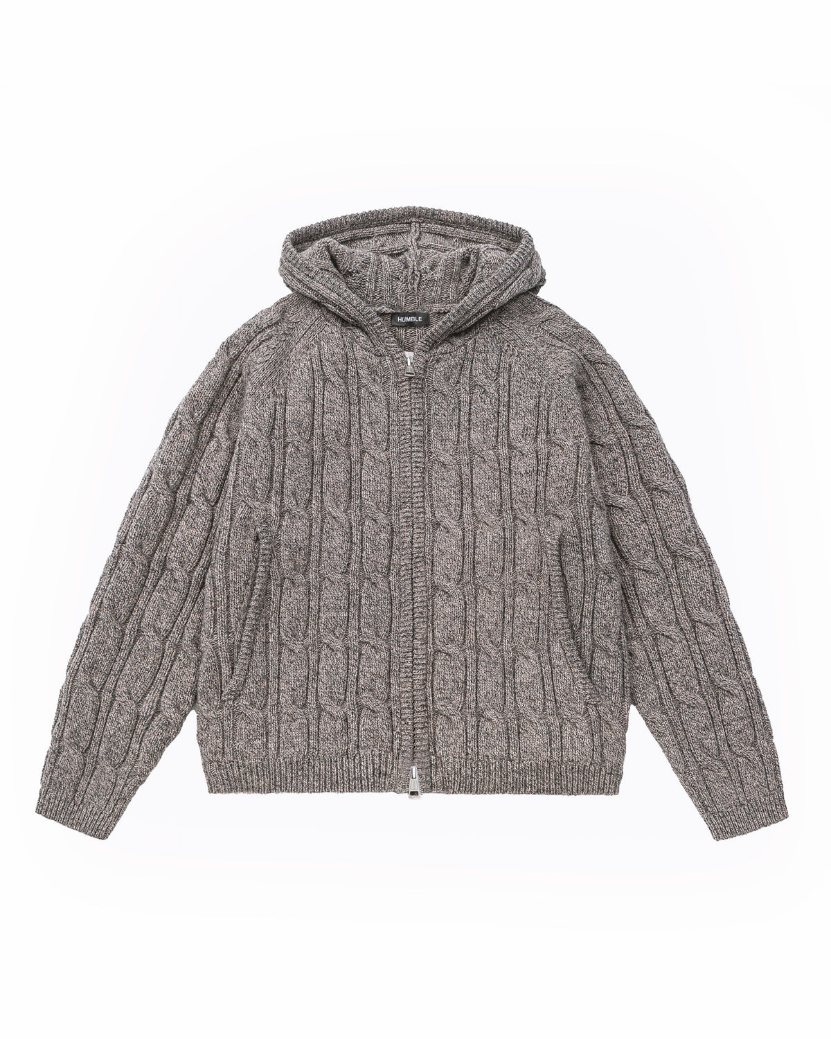 Cable-Knit Zip-Up Hoodie