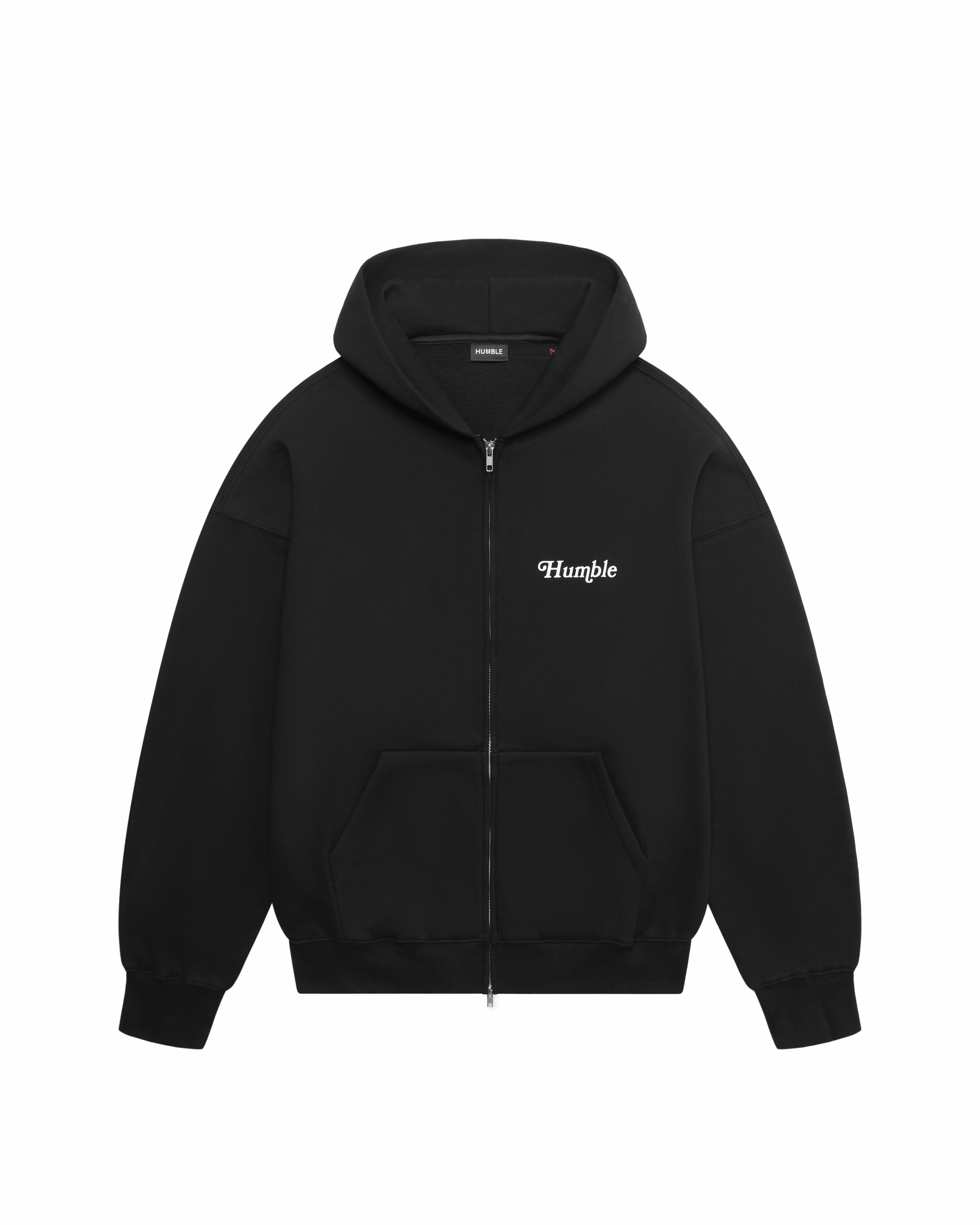Work Hard Stay Humble Zip-Up Hoodie Black