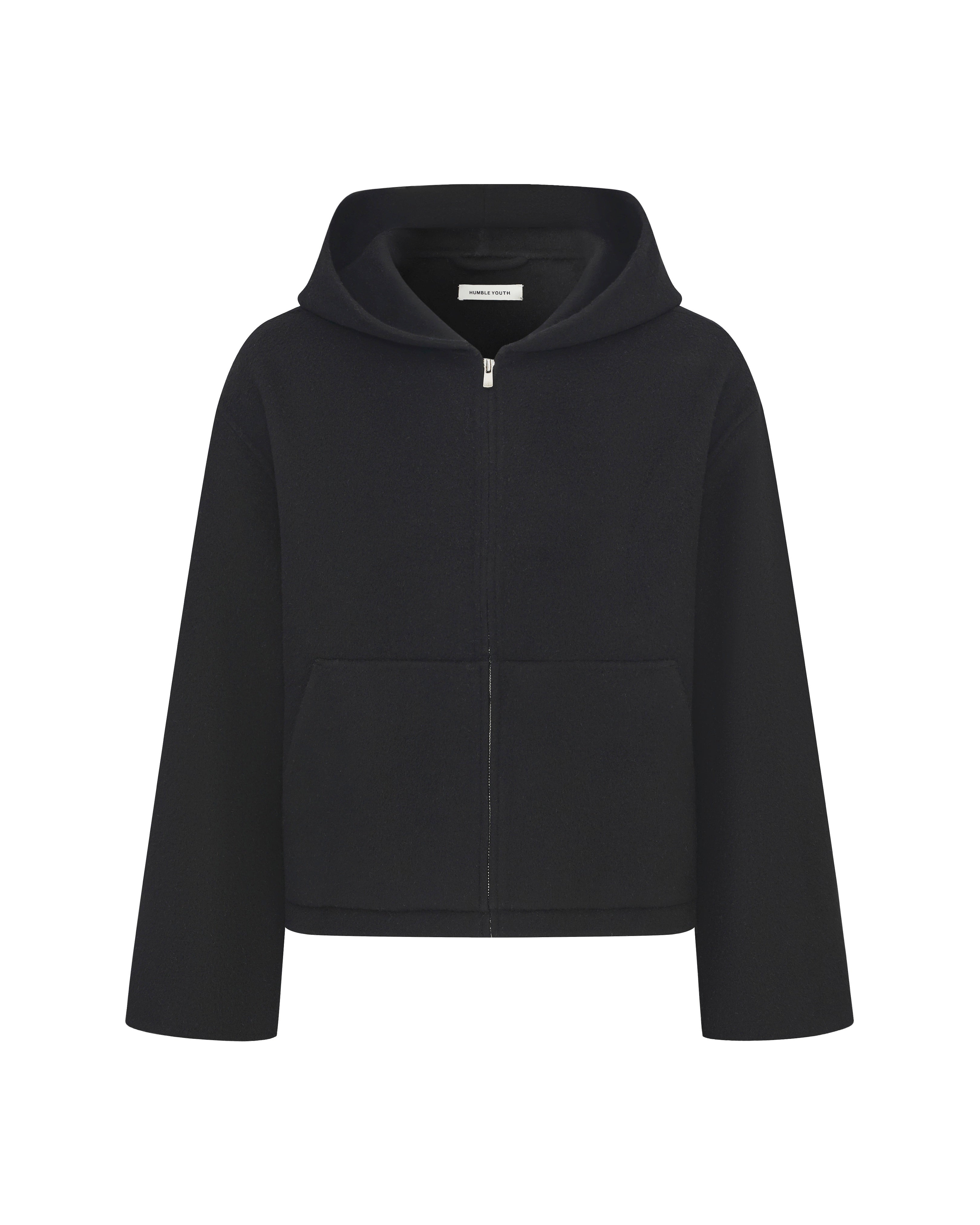 Hooded Wool Jacket Black