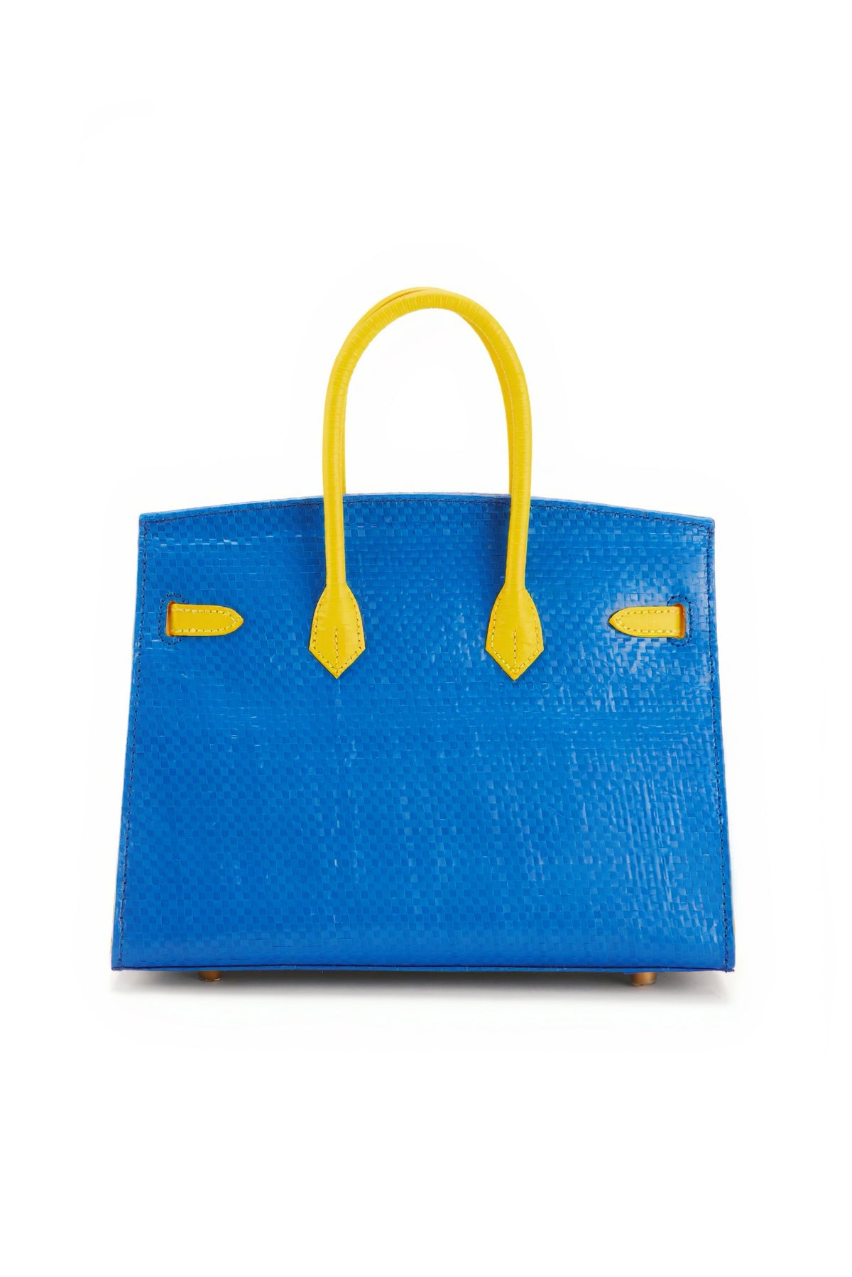 Travel Bag Size 25 Blue/Yellow — back view with yellow handles