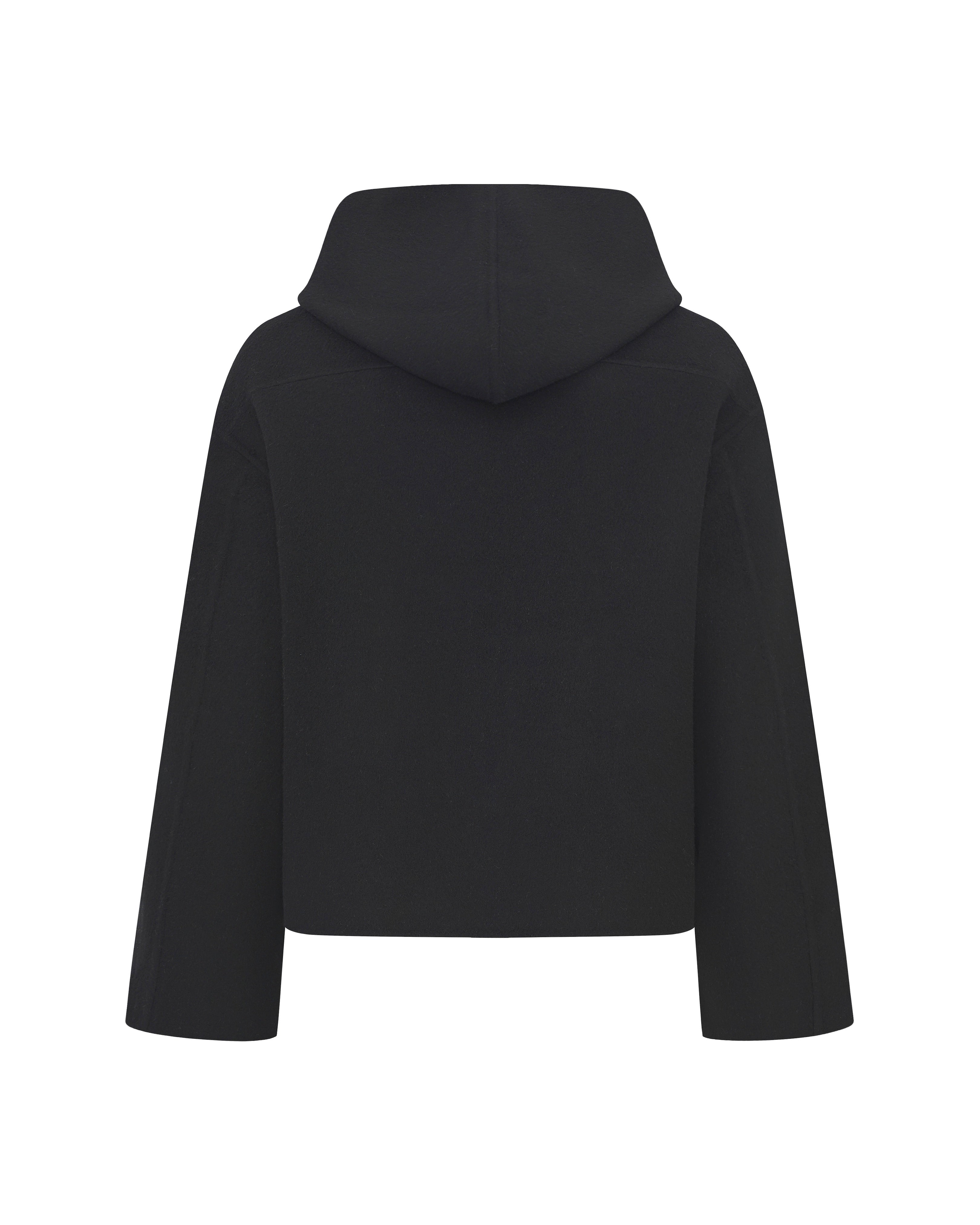 Hooded Wool Jacket Black