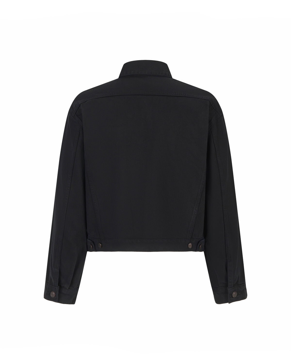 Denim Jacket — back view of black denim jacket
