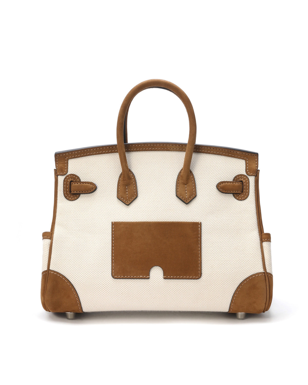 Travel Bag Cargo 25 White/Brown — front view with brown handles and outer pocket