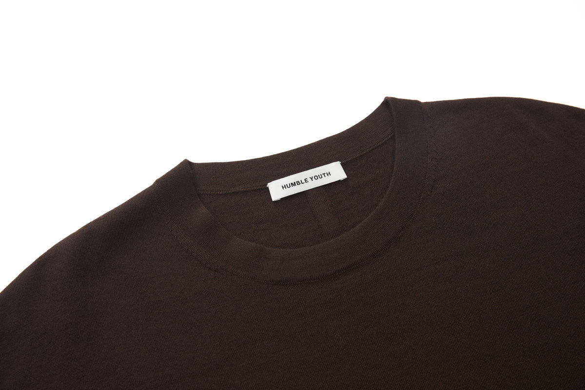 Wool T-Shirt Brown (Garter Stitch) – product image 3