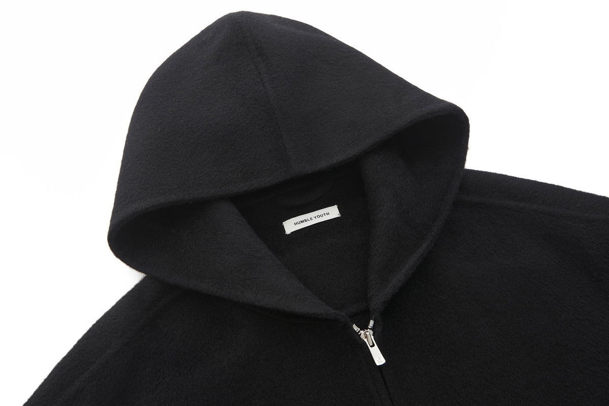 Hooded Wool Jacket Black – product image 3