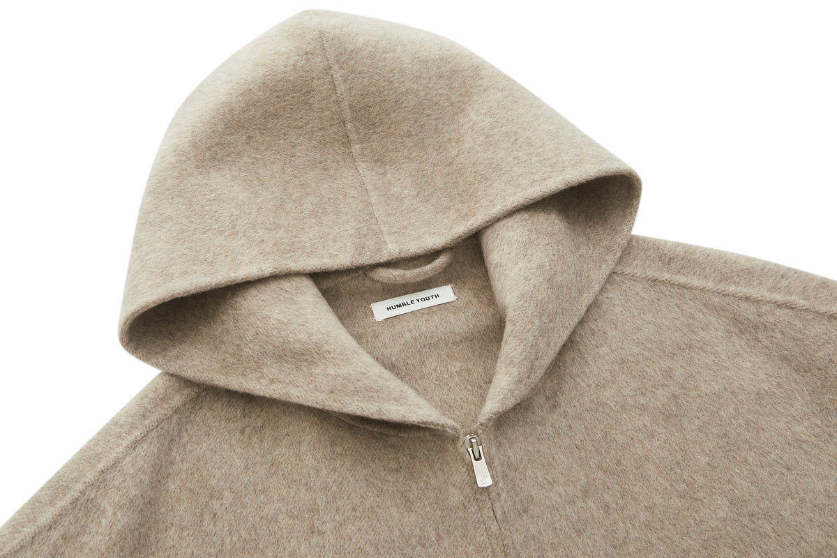 Hooded Wool Jacket Oatmeal – product image 3