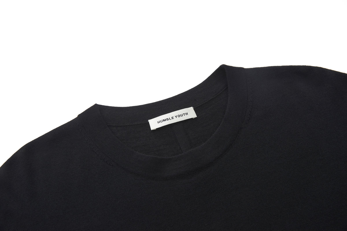 Wool T-Shirt Black (Garter Stitch) – product image 3