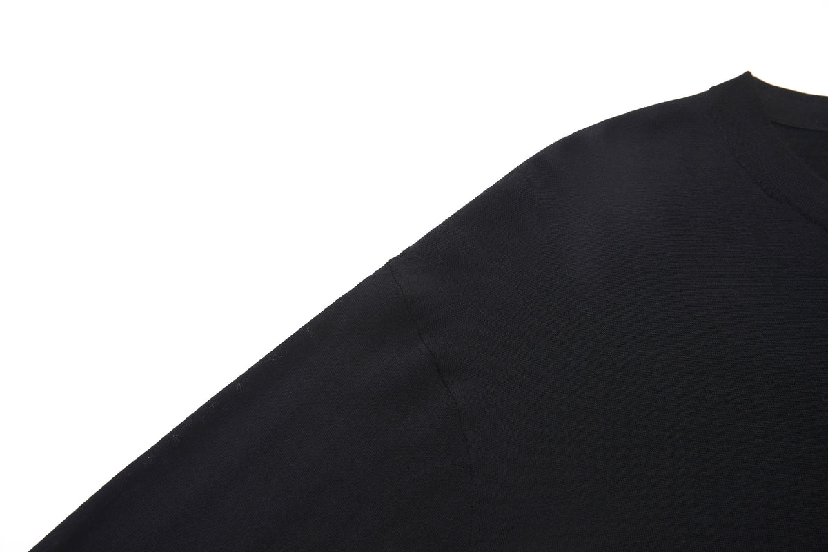 Wool T-Shirt Black (Garter Stitch) – product image 4