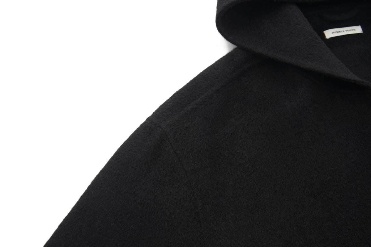 Hooded Wool Jacket Black – product image 4