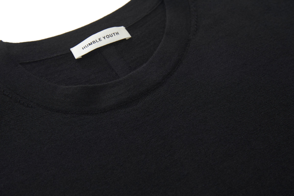 Wool T-Shirt Black (Garter Stitch) – product image 5