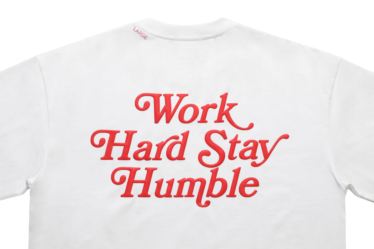 Work Hard Stay Humble Tee White/Red – product image 7