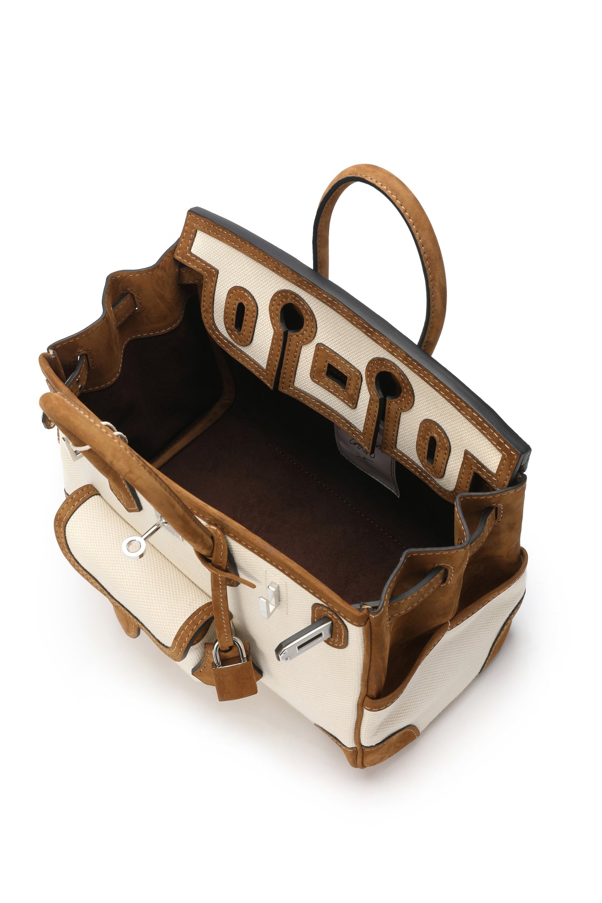 Travel Bag Cargo 25 White/Brown — open top showing the dark interior