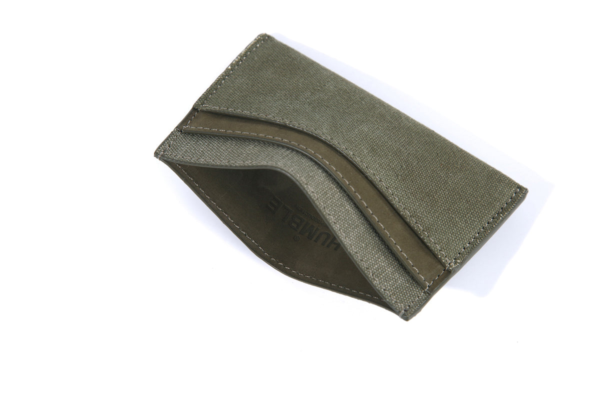 Card Holder Khaki — angled view of khaki card slots