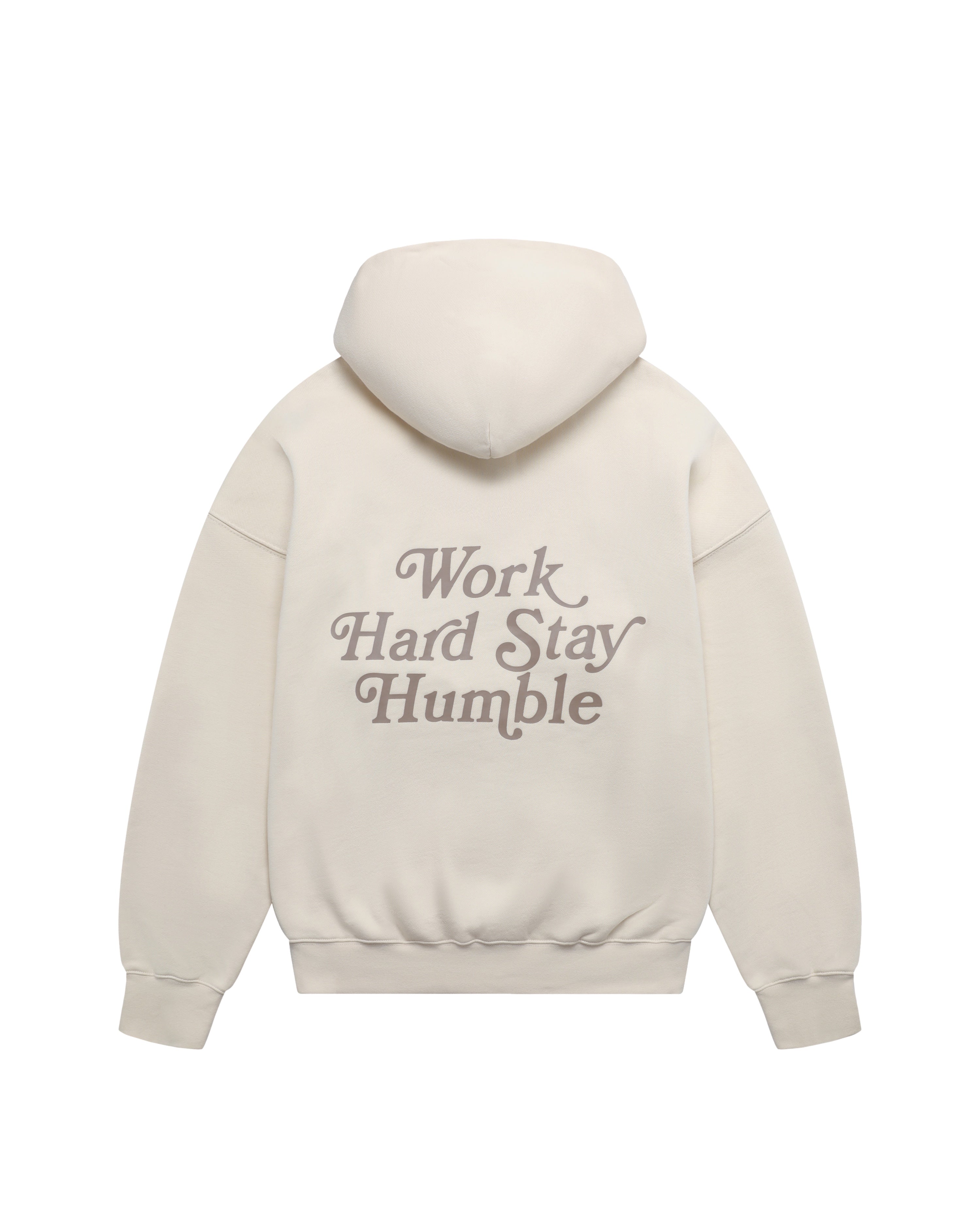 Work Hard Stay Humble Zip-Up Hoodie Egg Shell