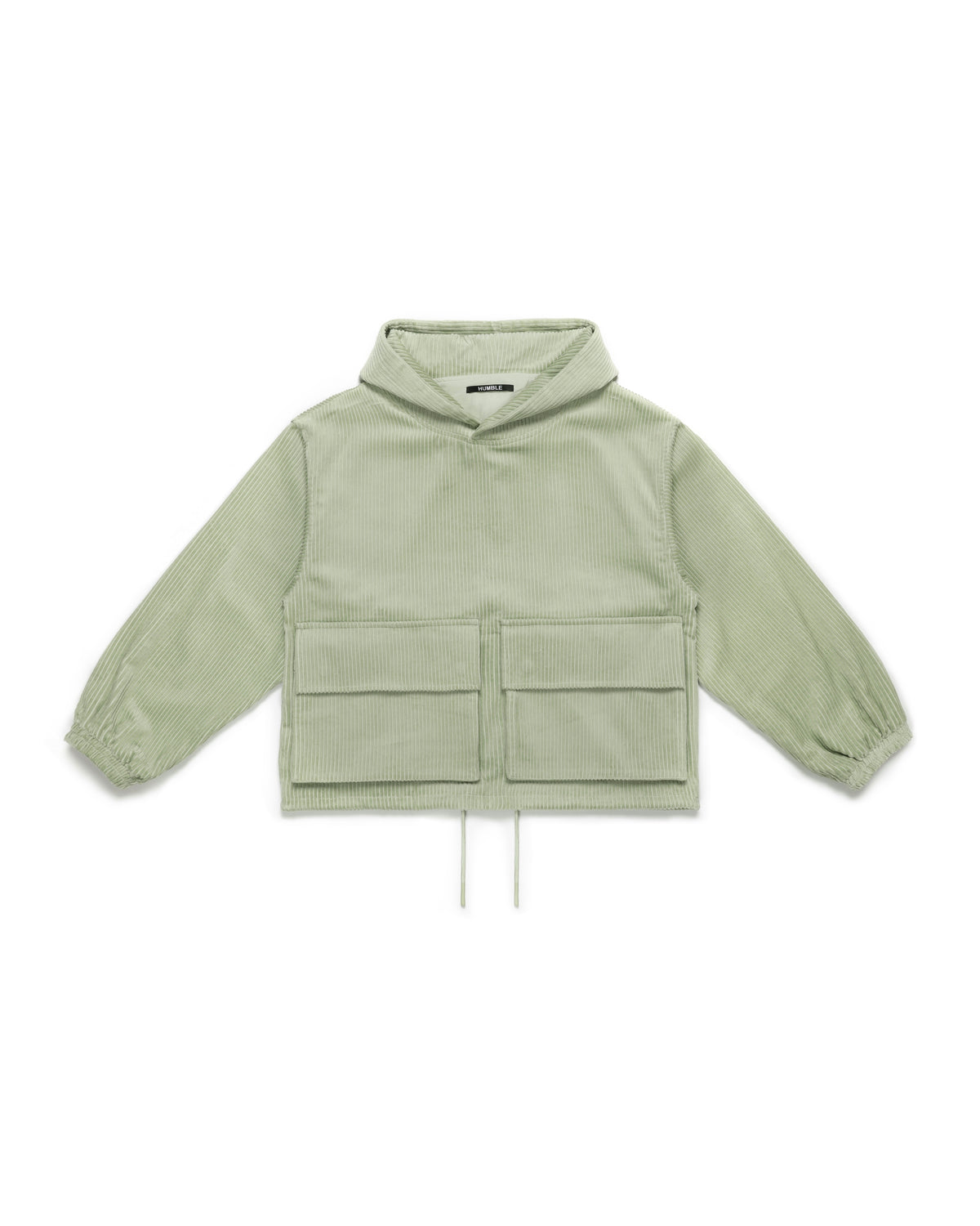 Corduroy Pockets Hoodie Pale Green