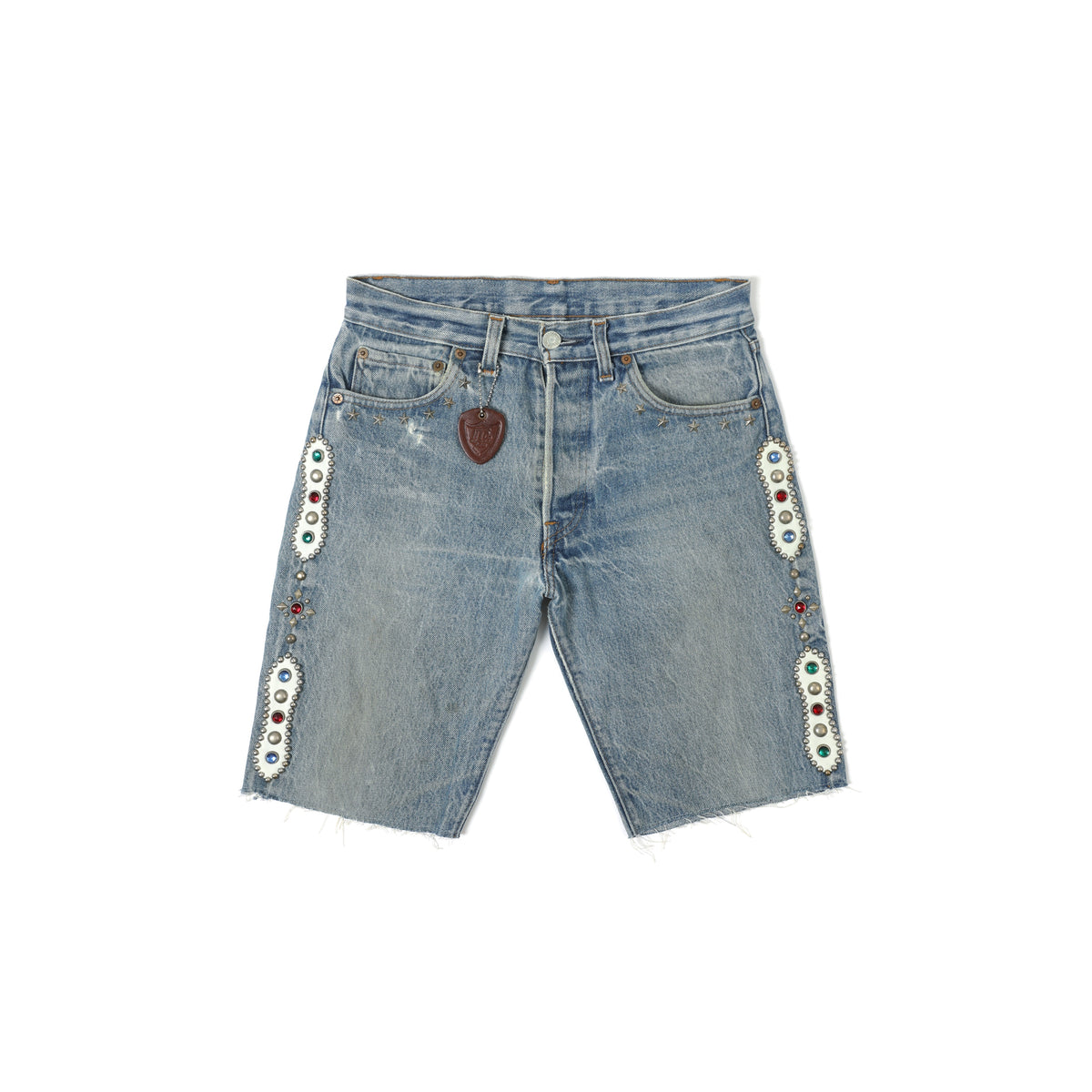 HUMBLE x HTC Gemstone Studded Blue Denim Shorts