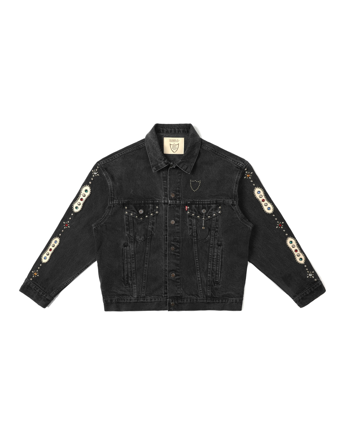 HUMBLE x HTC Gemstone Studded Black Denim Jacket