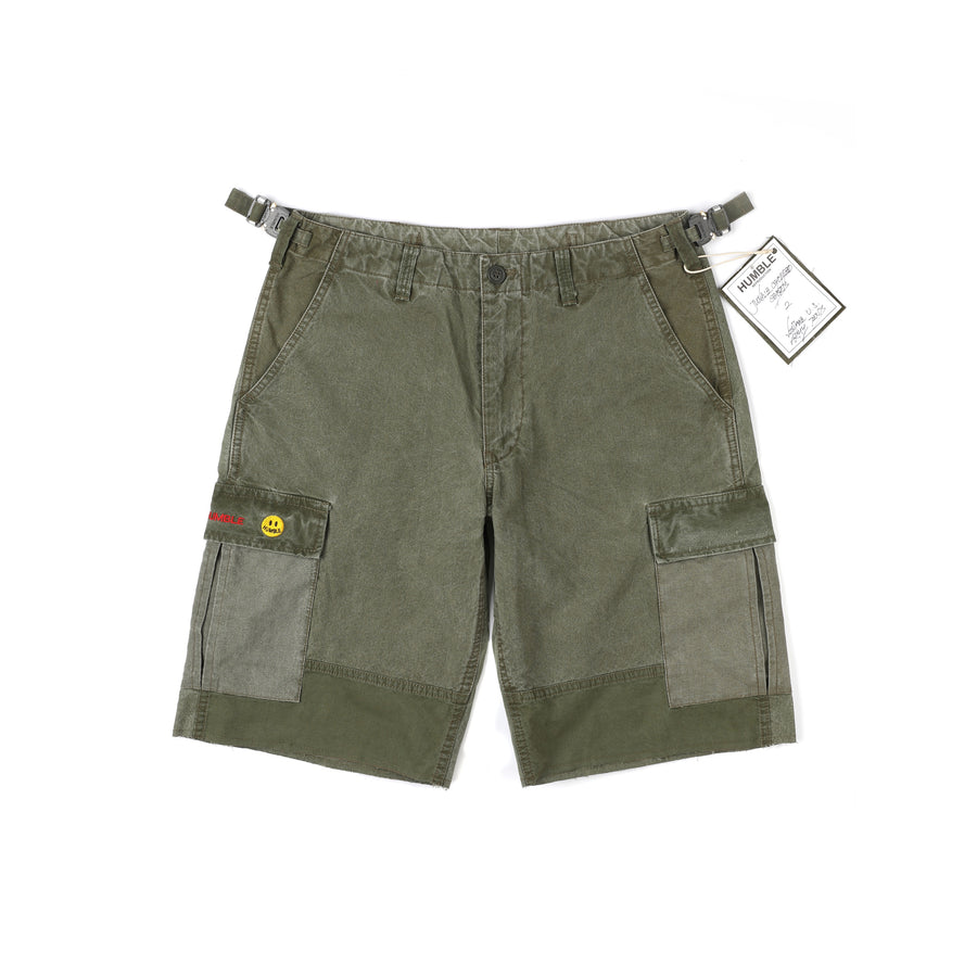 Jungle Chopped Shorts — front view with cargo pockets and contrasting hems