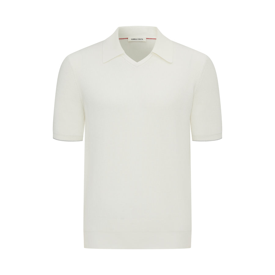 Cotton English Rib Knit Polo White product image 1