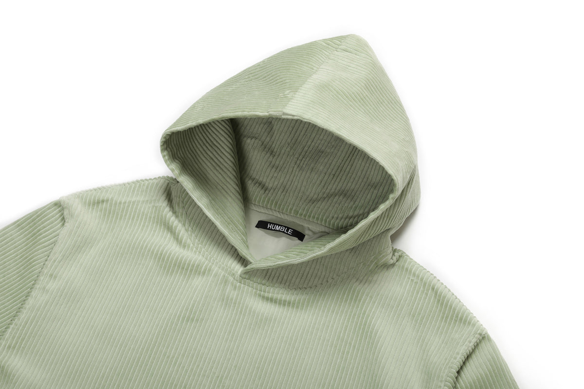 Corduroy Pockets Hoodie Pale Green – product image 3