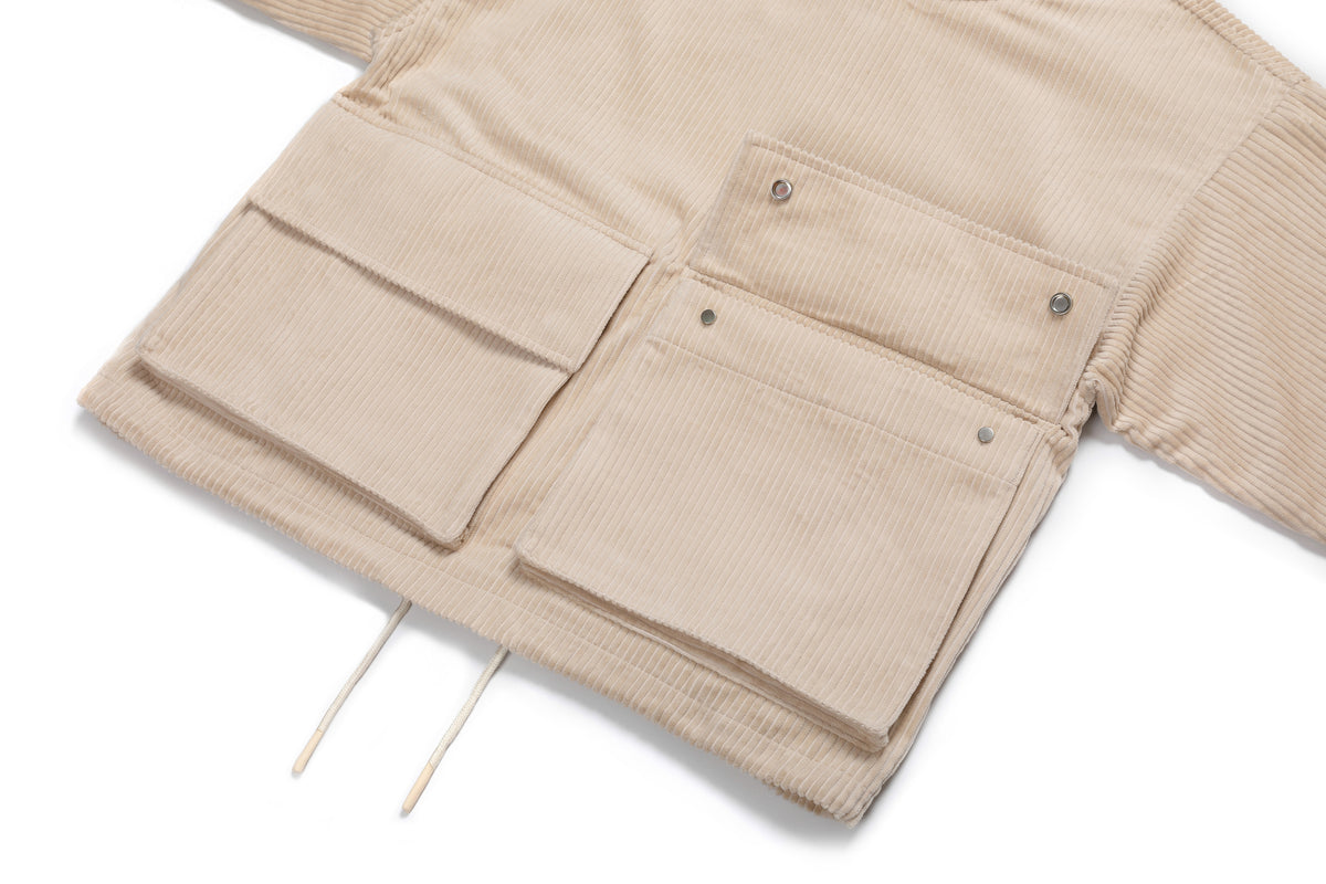 Corduroy Pockets Hoodie Ivory – product image 6