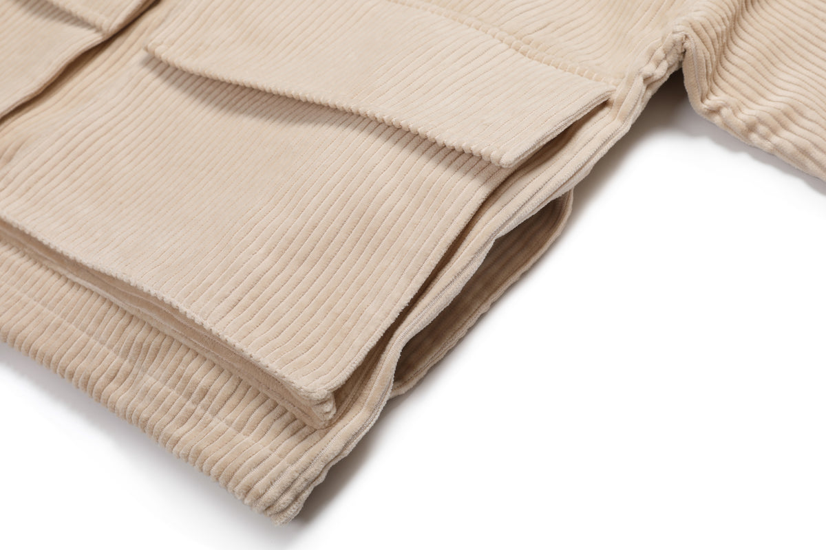 Corduroy Pockets Hoodie Ivory – product image 10