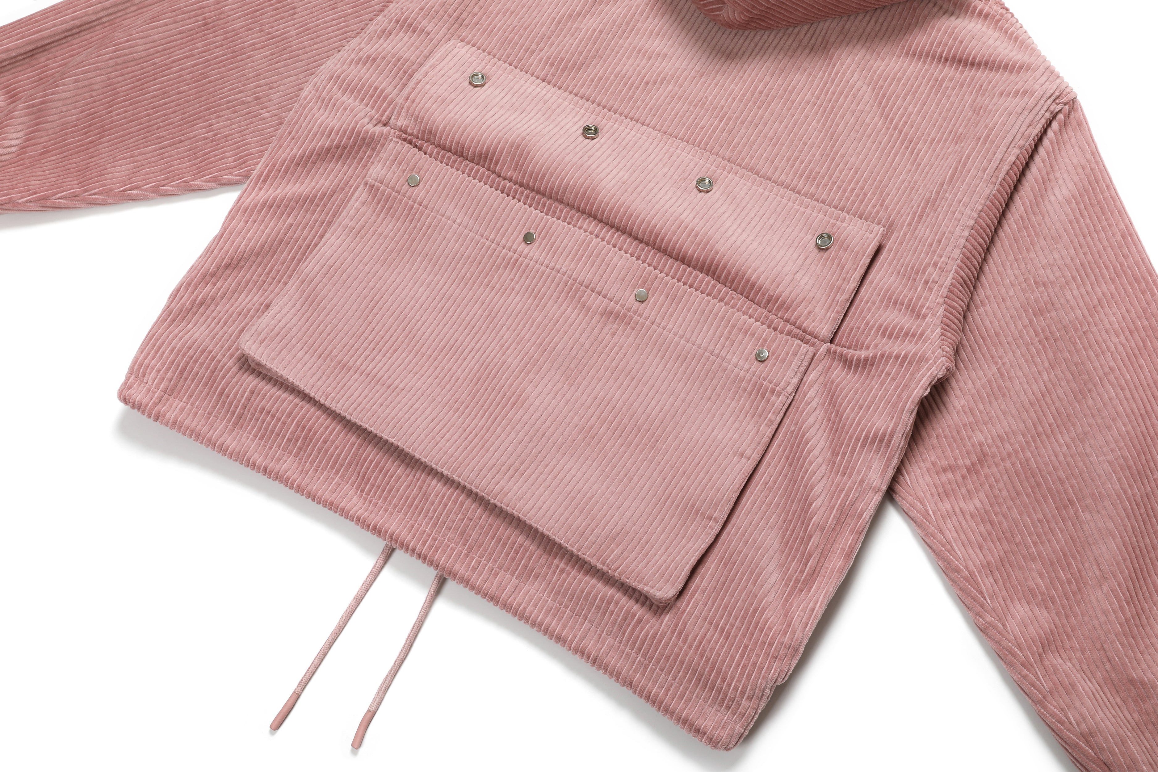 Corduroy Pockets Hoodie Plum