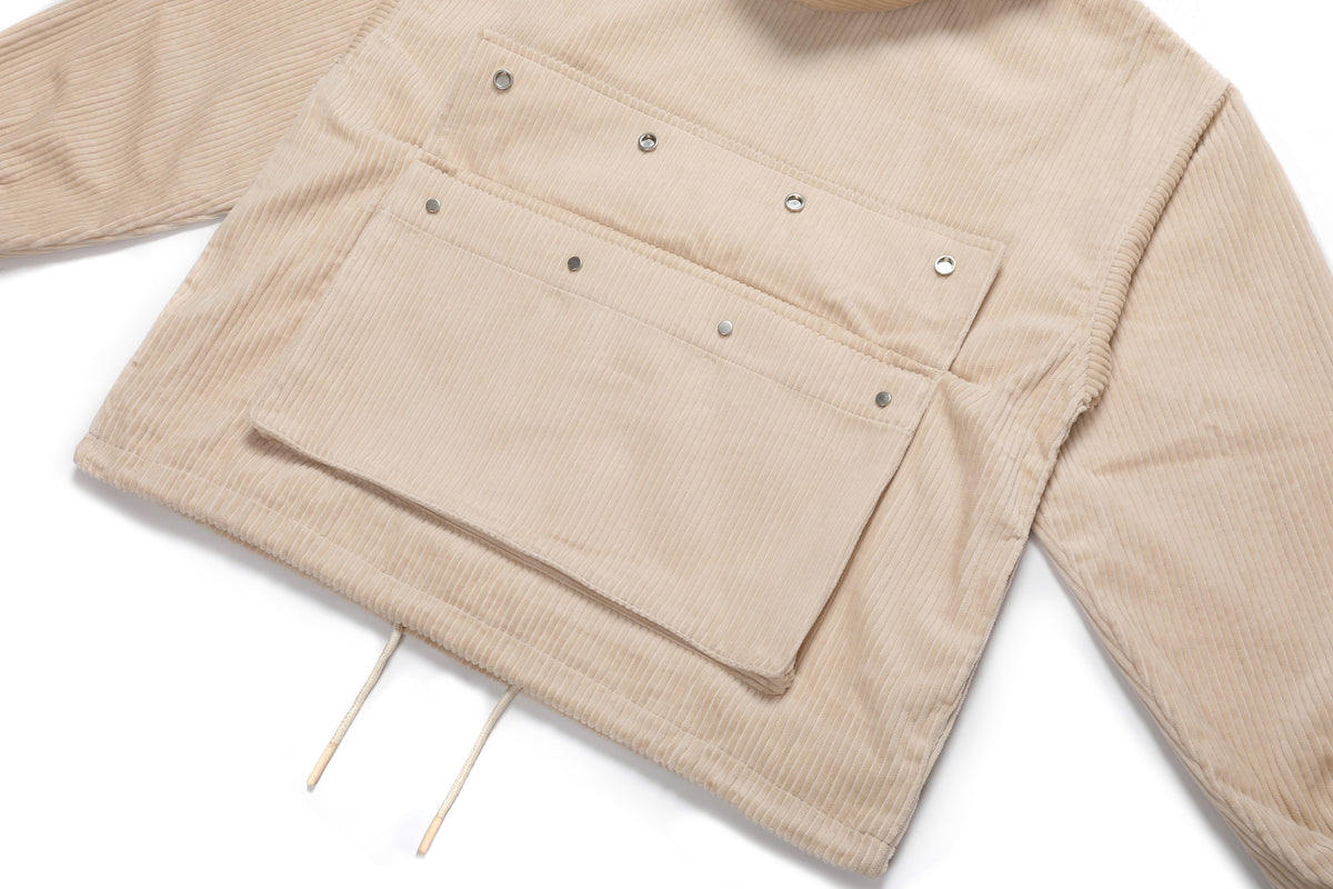 Corduroy Pockets Hoodie Ivory – product image 4