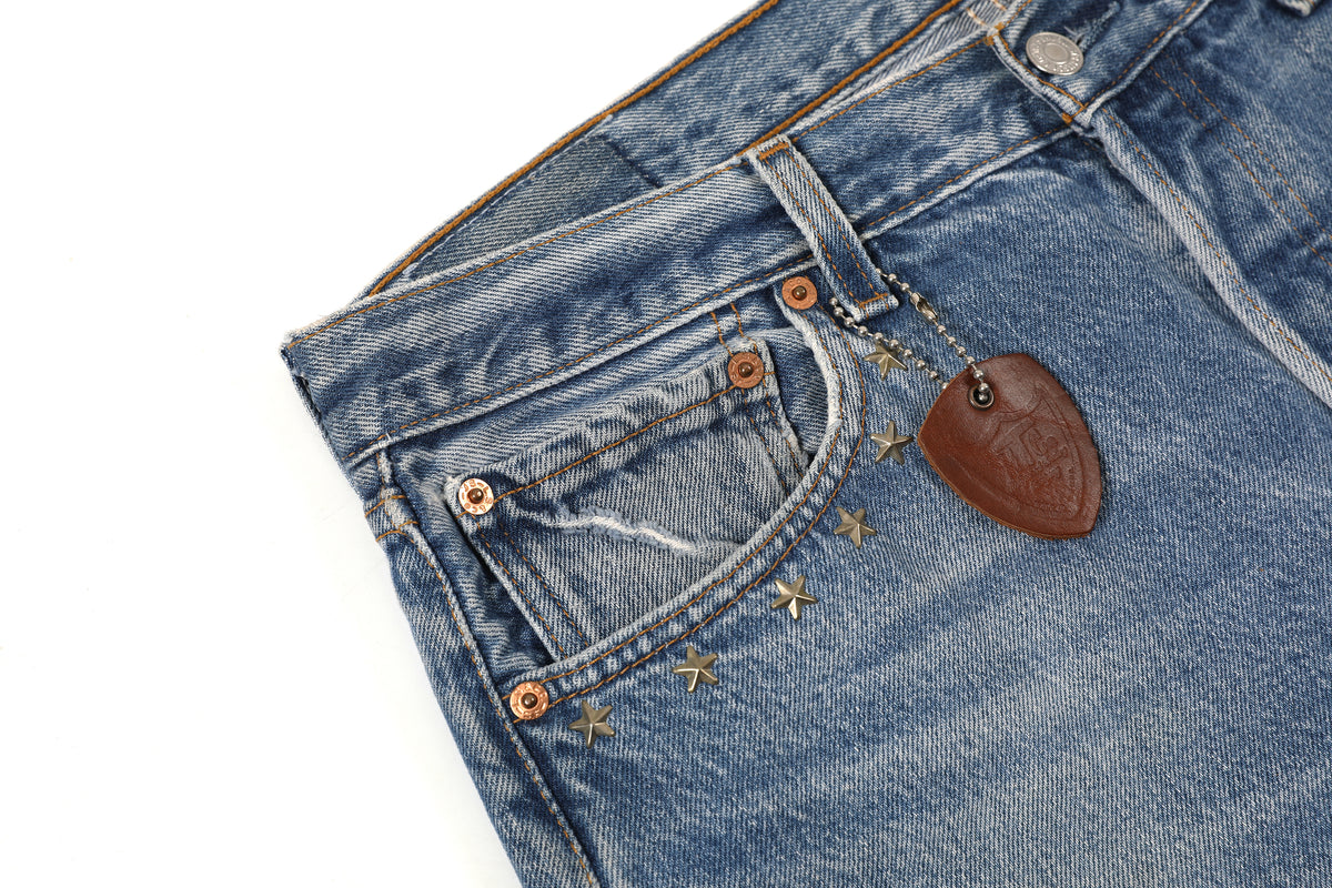 HUMBLE x HTC Gemstone Studded Blue Denim Shorts – product image 6