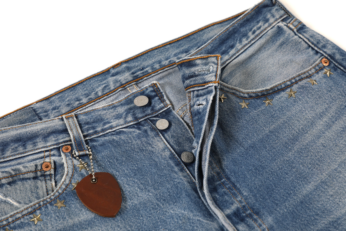 HUMBLE x HTC Gemstone Studded Blue Denim Shorts – product image 7