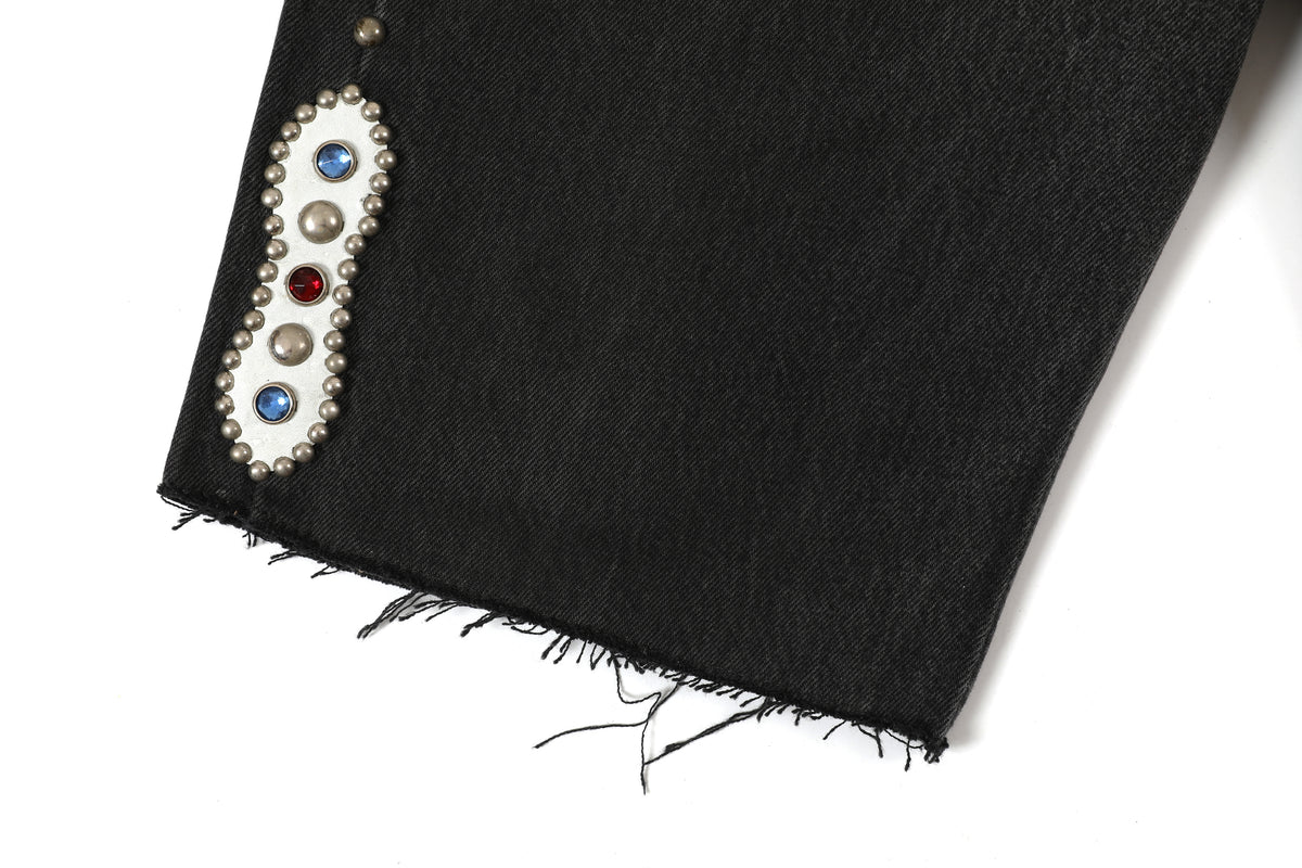 HUMBLE x HTC Gemstone Studded Black Denim Shorts – product image 4