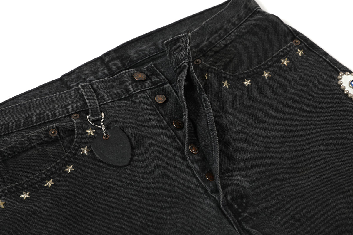 HUMBLE x HTC Gemstone Studded Black Denim Shorts – product image 7