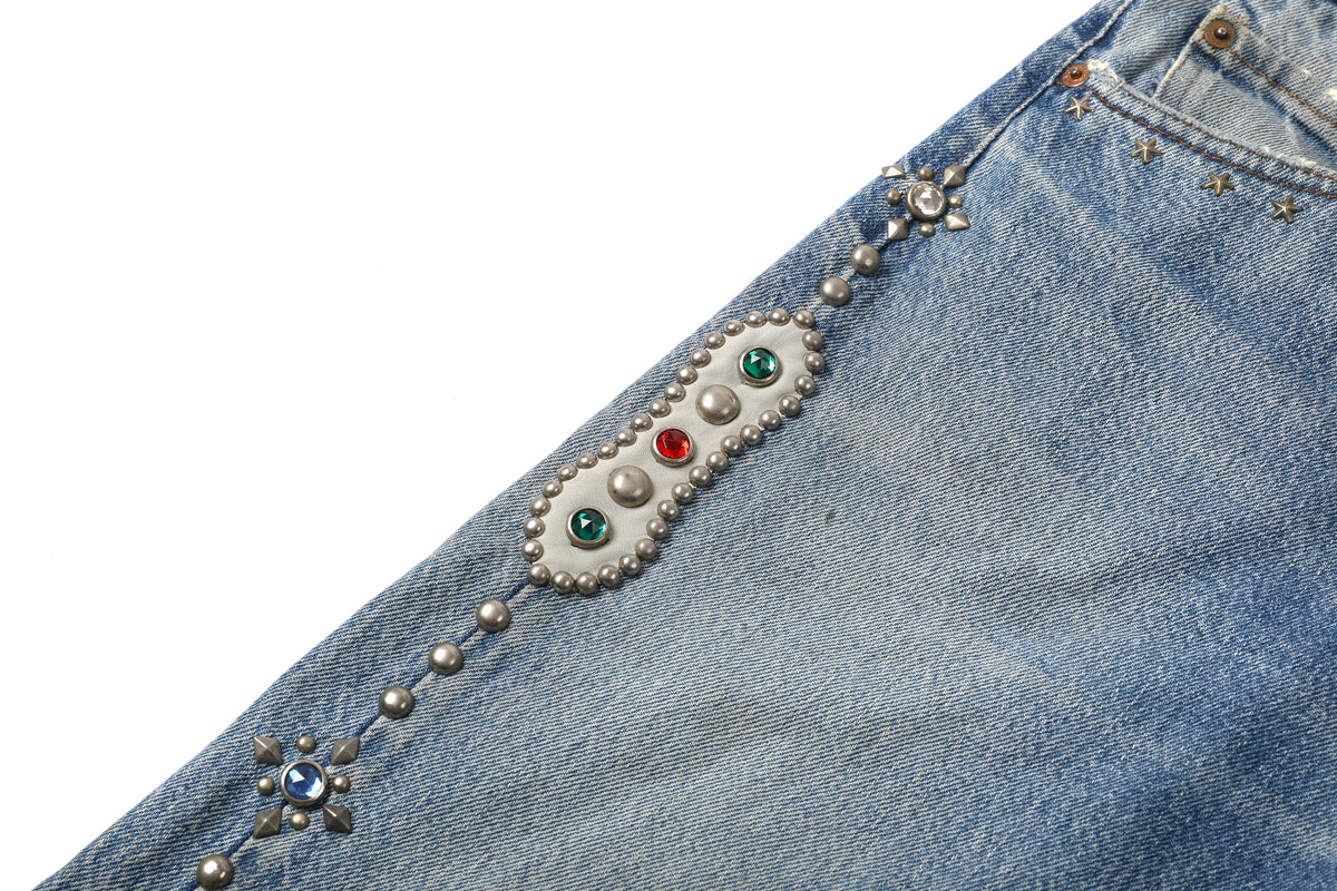 HUMBLE x HTC Gemstone Studded Blue Jeans – product image 4