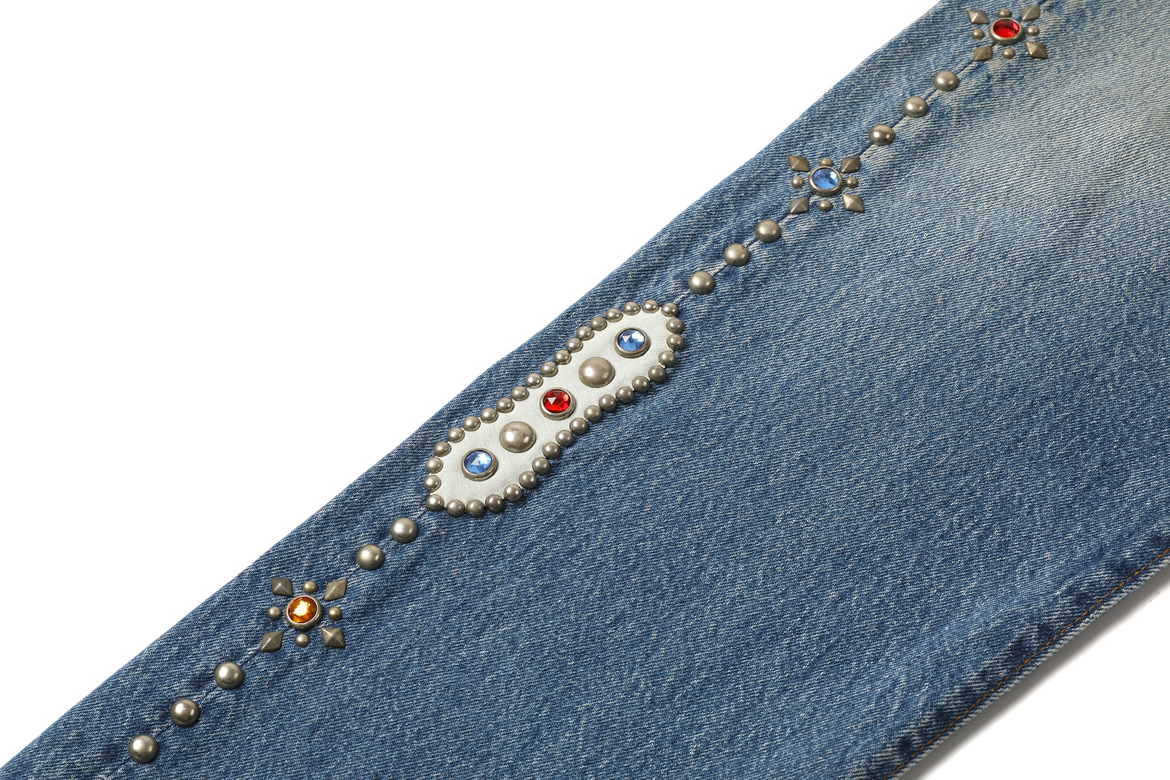 HUMBLE x HTC Gemstone Studded Blue Jeans